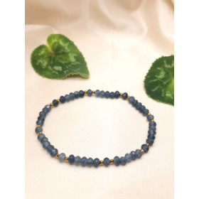 Armbånd elastik, denimblå facet Jade