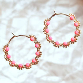 Creoler, blomst pink, forgyldt