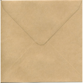 1129. Kuvert 14x14cm genbrugs fv. / natur. 1 stk