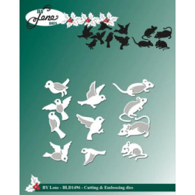 211696 BY LENE DIES "Birds & Mice" BLD1496 Fugl: 2,3x1,6cm