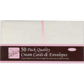 386506 Kort & Kuverter 50 sæt 13,5x13,5cm Creme