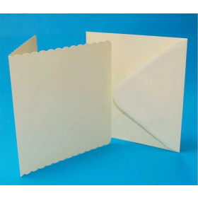 386542 Kort & Kuverter Scalloped 50 stk "Ivory" 12,7x12,7cm