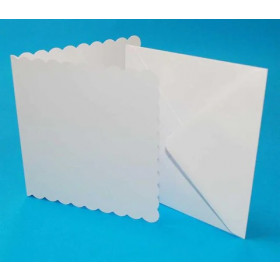 386544 Kort & Kuverter Scalloped 50 stk "White" 15,2x15,2cm