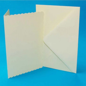 386550 Kort & Kuverter Scalloped 50 stk "Ivory" A6