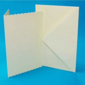 386554 Kort & Kuverter Scalloped 50 stk "Ivory" 12,7x17,8cm
