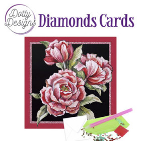44391. Diamond Card pink roser 15x15cm