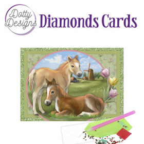 44400. Diamond Card hest med føl 10x15cm