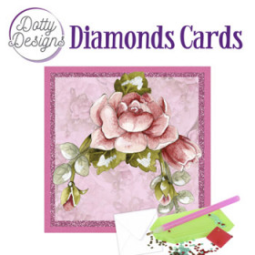 44401. Diamond Card røde roser 15x15cm