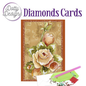 44402. Diamond Card orange roser 10x15cm