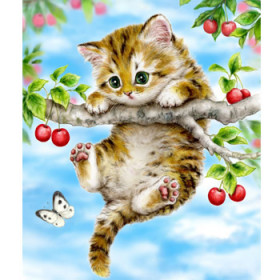 45027. Diamond painting kattekilling i træ 30x40cm
