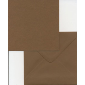 75514. Kort og Kuvert 14x14 10stk chokoladebrun